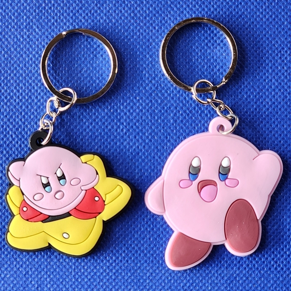 Set of 2 Kirby Rubber Keychains, Nintendo Game Character - Picture 2 of 2